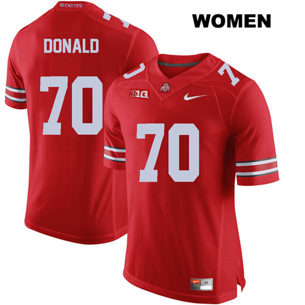 Ohio State Buckeyes Women's Noah Donald #70 Red Authentic Nike College NCAA Stitched Football Jersey PE19K75QF